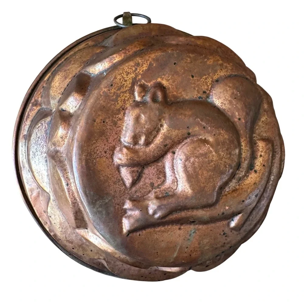 Vintage Copper Squirrel Bundt Cake Mold Wall Hanging Kitchen Decor Rustic